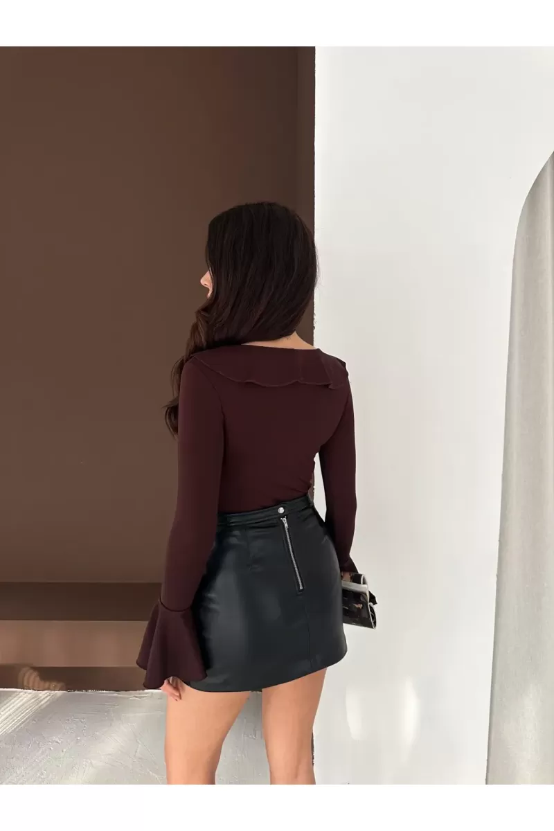 İspnayol Kol Fırfır Yakalı Bluz