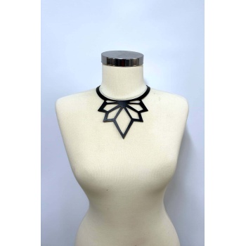 Lazer Kesim Şık Deri Choker, Deri Kolye - APFT1416