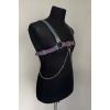 Rainbow Reflektörlü (Karanlıkta Parlayan) Zincir Detaylı Şık Erkek Göğüs Harness, Reflektörlü Clubwear - APFTM109