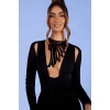 Lazer Kesim Kanat Detaylı Choker, Deri Kolye - APFT1418