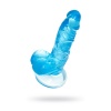 Şeffaf Mavi Testisli Vantuzlu 16cm Yumuşak Jel Dildo
