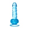 Şeffaf Mavi Testisli Vantuzlu 16cm Yumuşak Jel Dildo