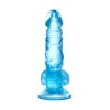 Şeffaf Mavi Testisli Vantuzlu 16cm Yumuşak Jel Dildo