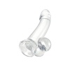 Kristal Pürüzsüz Yüzeyli Şeffaf Silikon Vantuzlu Testisli 15cm Dildo