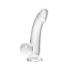 Kristal Pürüzsüz Yüzeyli Şeffaf Silikon Vantuzlu Testisli 15cm Dildo
