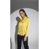 Kadın Uzun Kollu Düğmeli Buluz Gömlek - Sarı