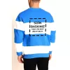Bisiklet Yaka Parçalı Özel Üretim Sweatshirt- Mavi
