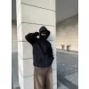 Samuray Kapüşonlu ZIP Fermuarlı Kapüşonlu Özel Tasarım SweatShirt - Siyah