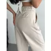 Kadın Yüksel Bel Rahat Paça Pantalon - Kırık Beyaz