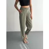 Kadın Yüksel Bel Rahat Paça Pantalon - Su Yeşili