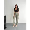 Kadın Yüksel Bel Rahat Paça Pantalon - Su Yeşili