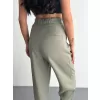 Kadın Yüksel Bel Rahat Paça Pantalon - Su Yeşili