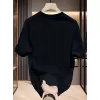 AICG Baskılı Kadın Oversize Bisiklet Yaka T-shirt - Siyah