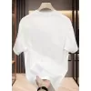 AICG Baskılı Kadın Oversize Bisiklet Yaka T-shirt  - Beyaz