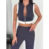 Osy Modal Yumuşak Dokulu Kumaş Tam Fermuarlı Crop Pantalon İkili Takım - Antrasit