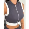 Osy Modal Yumuşak Dokulu Kumaş Tam Fermuarlı Crop Pantalon İkili Takım - Antrasit