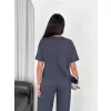 Osy Modal Yumuşak Dokulu Kumaş Bisiklet Yaka T-shirt Bol paça Pantalon ikili Takım -Antrasit