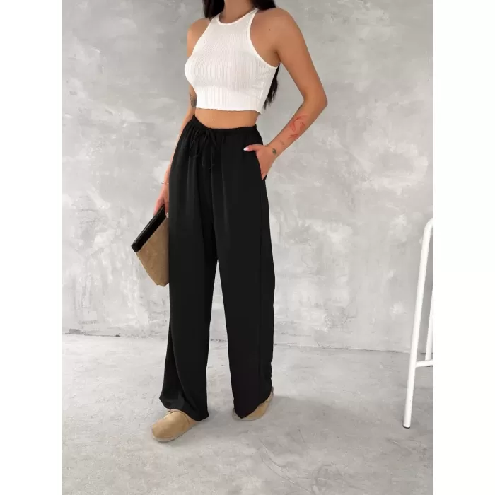 Ayrobin Oversize Kadın Pantalon - Siyah