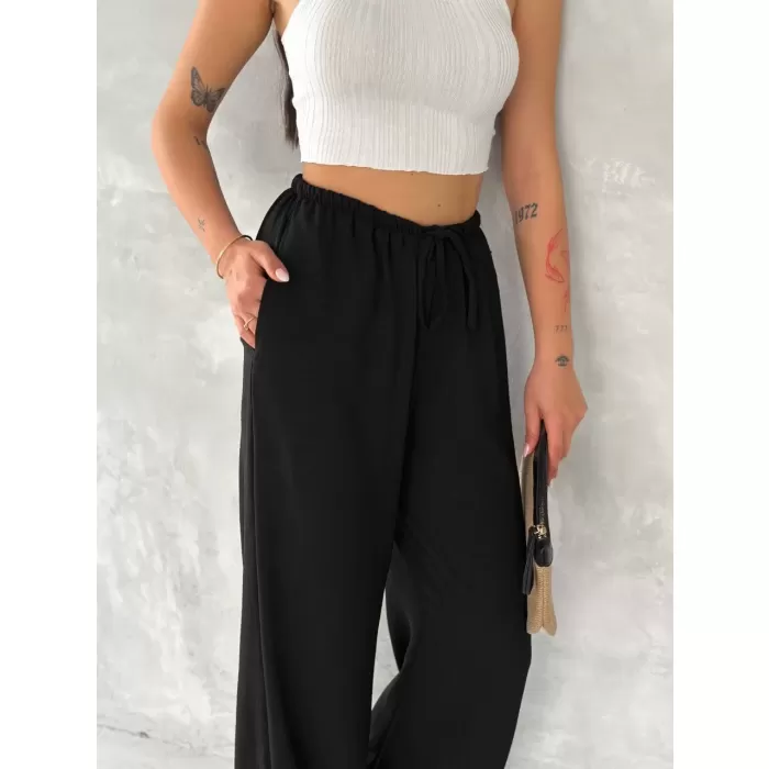 Ayrobin Oversize Kadın Pantalon - Siyah