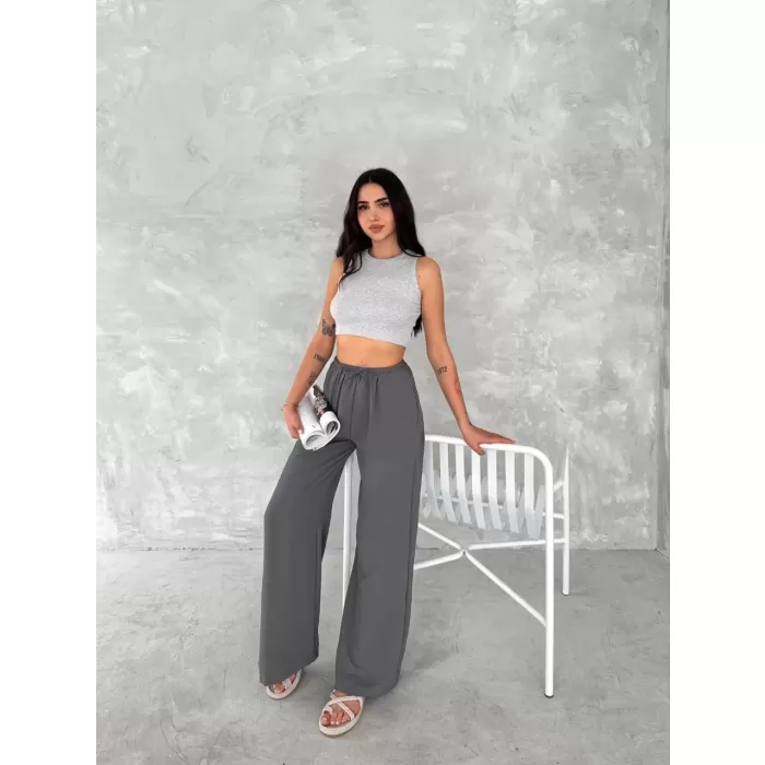 Ayrobin Oversize Kadın Pantalon - Füme