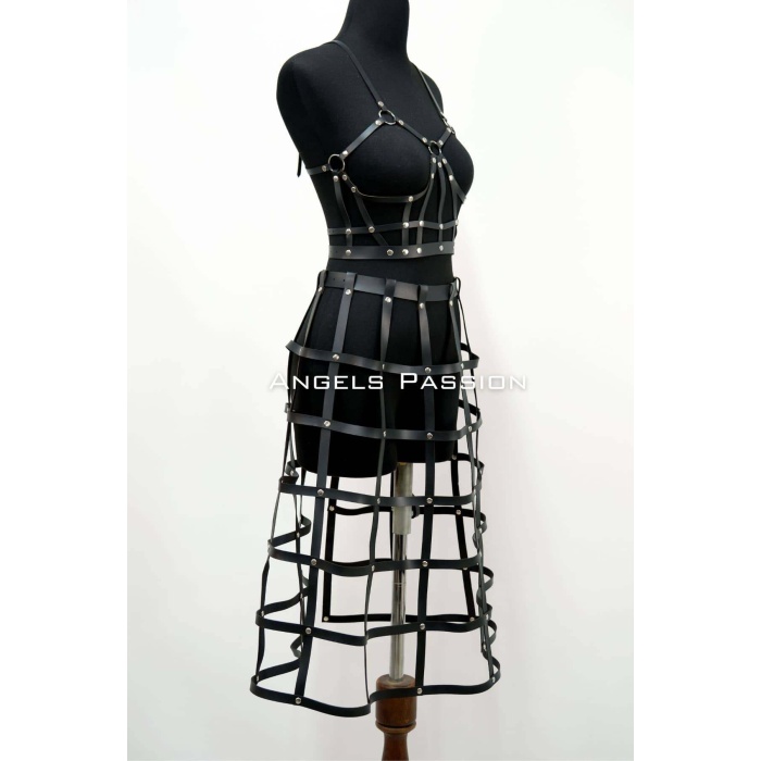 Deri Etek ve Deri Göğüs Harness Takım, Cosplaywear - APFT1013