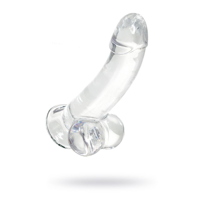 Kristal Pürüzsüz Yüzeyli Şeffaf Silikon Vantuzlu Testisli 15cm Dildo
