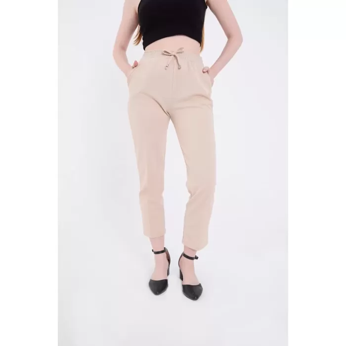 Kadın Tam Kalıp Basic Eşofman Pantolon - Bej