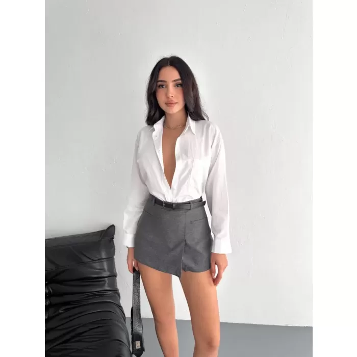 Şortlu Etek - Gri