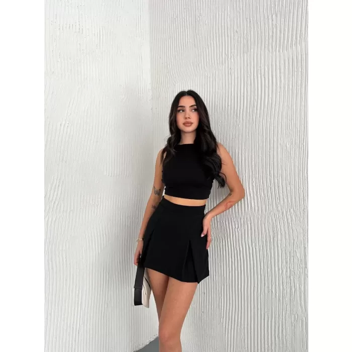 Kadın Şortlu Etek - Siyah