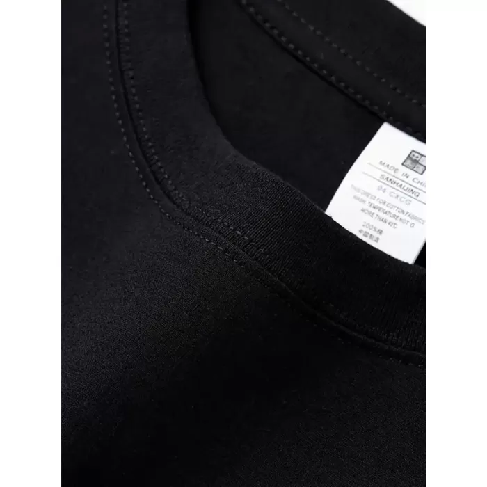 AICG Baskılı Kadın Oversize Bisiklet Yaka T-shirt - Siyah