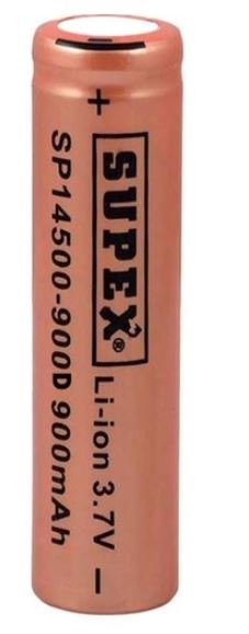 Supex 14500-900D Li̇tyum Ion 3.7V 900Mah Şarj Edi̇lebi̇li̇r Düz Kafa Başliksiz Pi̇l (4172)