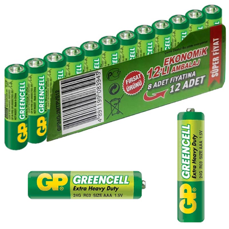 Gp 24G-Greencell 12Li̇ Paket İnce Kalem Pi̇l (12Li̇ Fi̇yat) Gp 24G-2Mtpvs12 (4172)