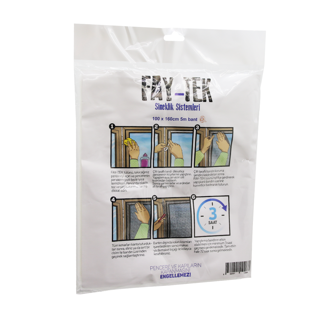 Çi̇ft Kanat Tül Pencere Si̇nekli̇k 100X160Cm - 5Mt Bant (4172)