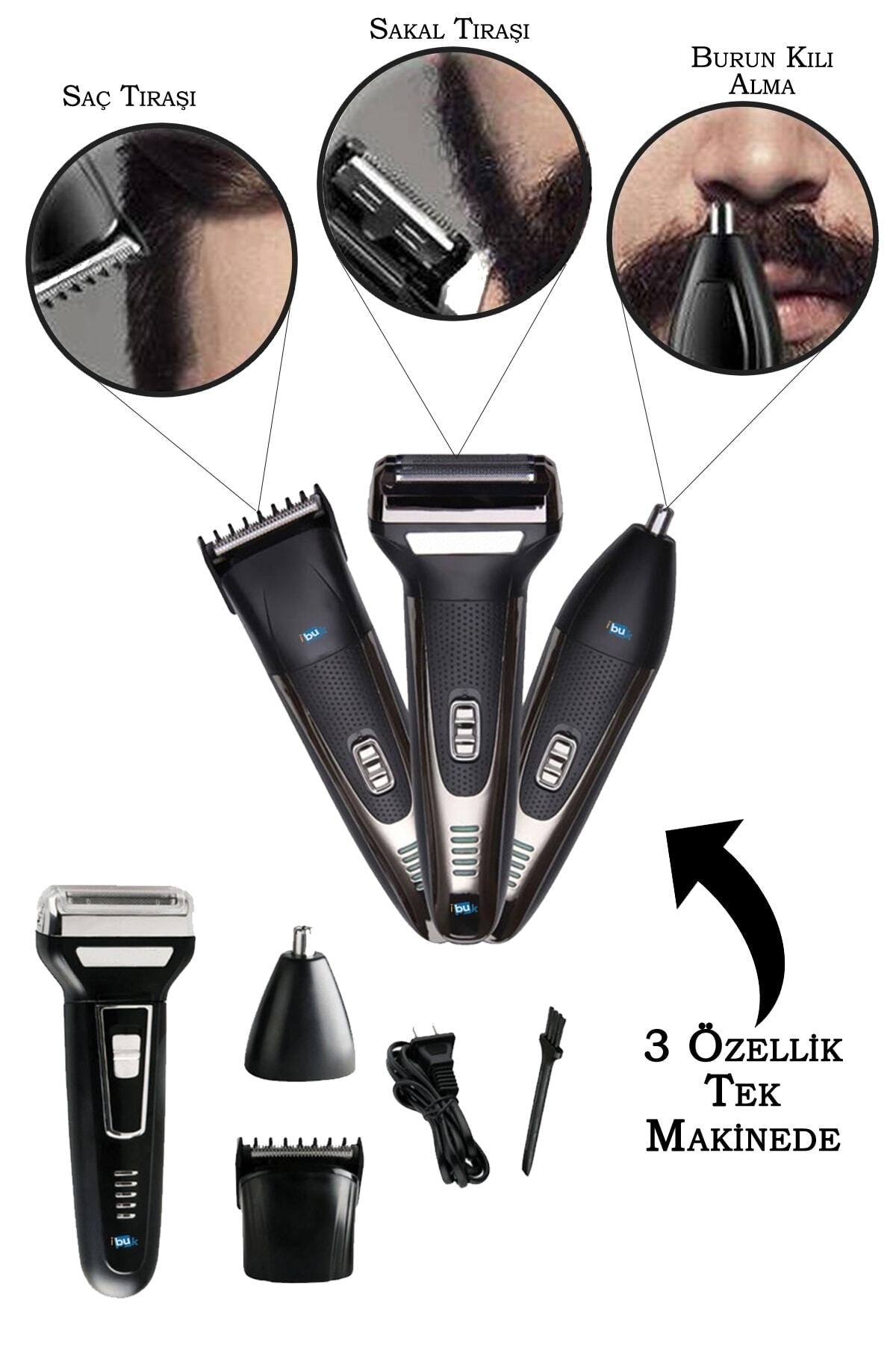 3 In 1 Saç Sakal Kesme Ense Burun Tıraş Makinesi Seti (4172) 3 In 1 Saç Sakal Kesme Ense Burun Tıraş Makinesi Seti (4172)