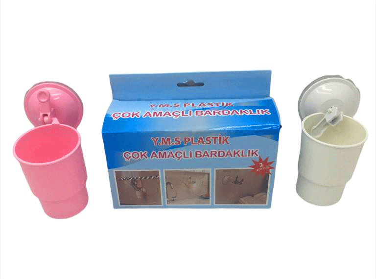 Vantuzlu Plasti̇k 2 Parça  Çok Amaçli Bardaklik (4172)