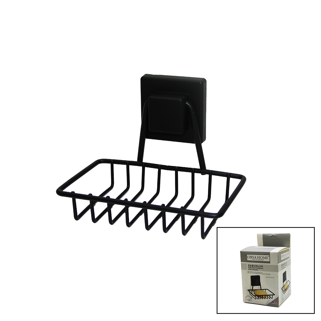 Si̇yah - Metal Kati Sabunluk Kare Güçlü Yapişkanli 11X12.5X11Cm (4172)