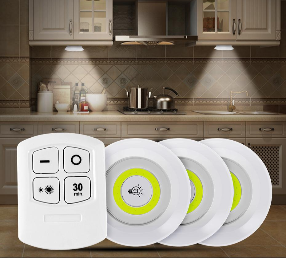 Uzaktan Kumandalı Yapışkanlı Kablosuz Pilli Led 3’Lü (4172)