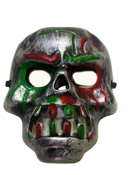 Kırmızı Kan Şeritli Dişli Dracula Kuru Kafa Maskesi Gri Renk (4172)