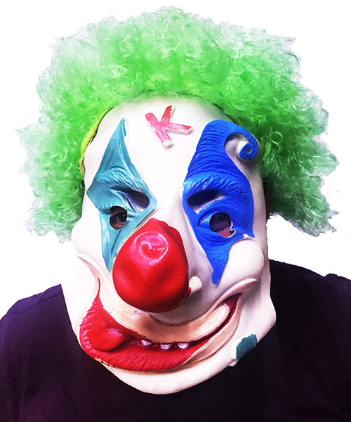 Yeşil Renk Afro Bonus Peruklu Palyaço Lateks Et Maske (4172)