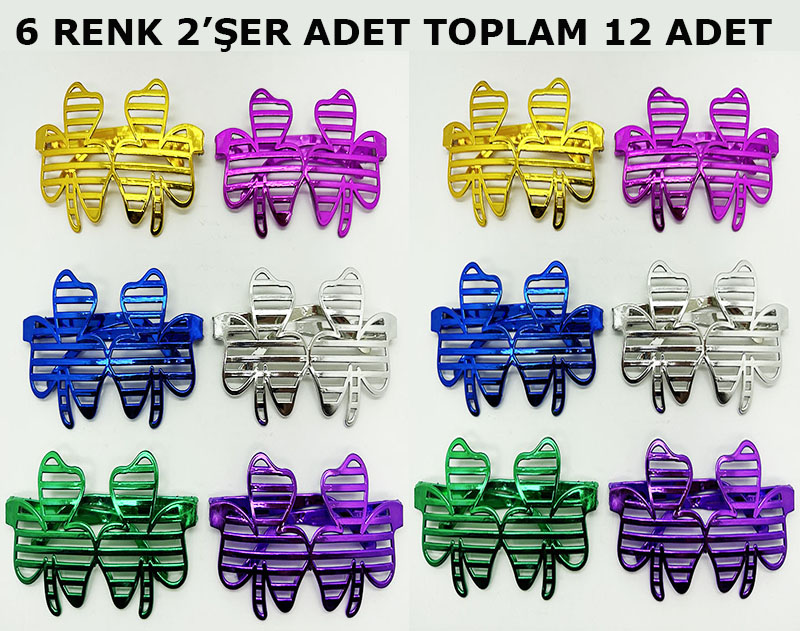 Vegas Casino Kupa Sinek Temalı Parti Gözlüğü 6 Renk 12 Adet (4172)