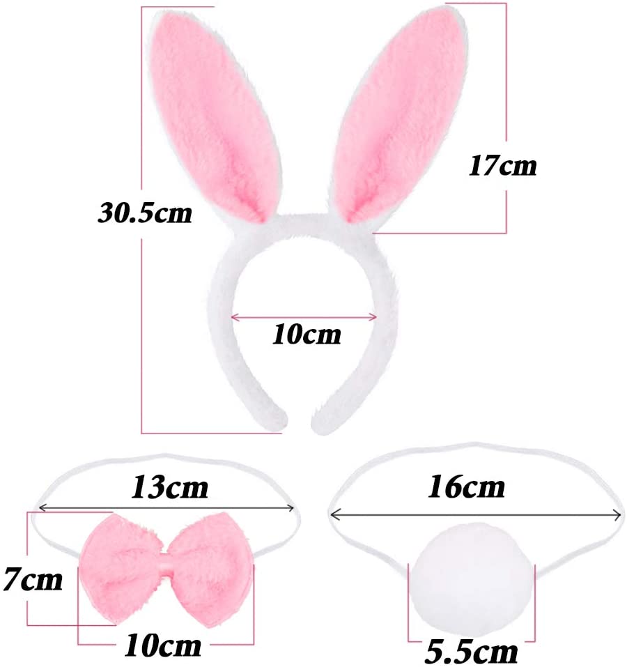 Tavşan Kostüm Seti Papyon Kuyruk Pembe Renk (4172)