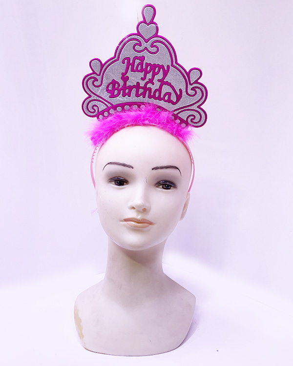 Happy Birthday Neon Pembe Renk Doğum Günü Tacı 24X15 Cm (4172)