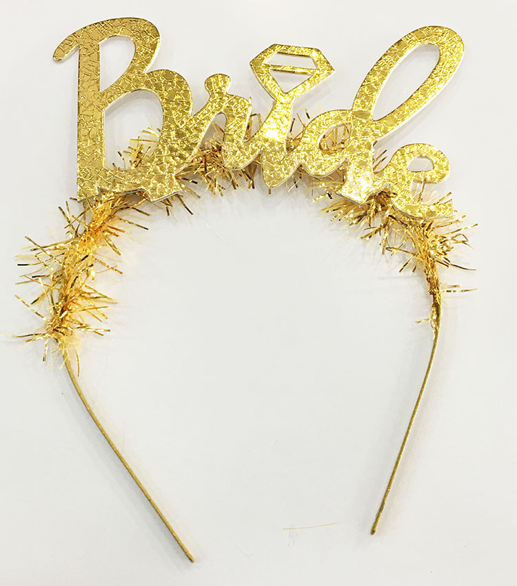 Altın Renk Bekarlığa Veda İtalik Yazı Alyanslı Bride