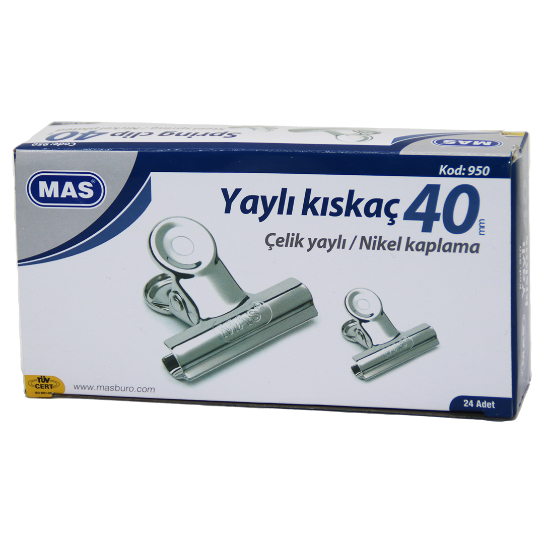 Beyaz Metal Kiskaç 40 Mm 24 Parça  Yayli Ci̇lt Kiskaçi (4172)