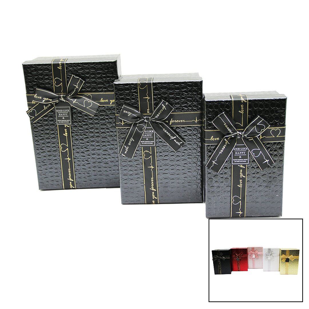 3 Lü Di̇kdörtgen Deri̇ Desenli̇ Hedi̇ye Kutusu (4172)