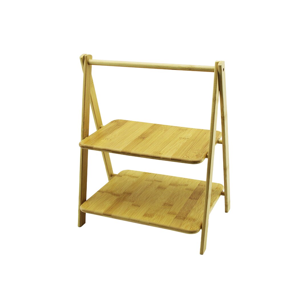 Portati̇f Ayakli - 2 Katli Ahşap Bambu Organi̇zer Raf =18X28 - 22X28Cm Y: 6-20-39Cm