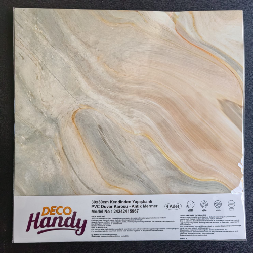Decohandy 30X30 Cm Pvc Duvar Karosu 4'Lü Paket - Antik Mermer