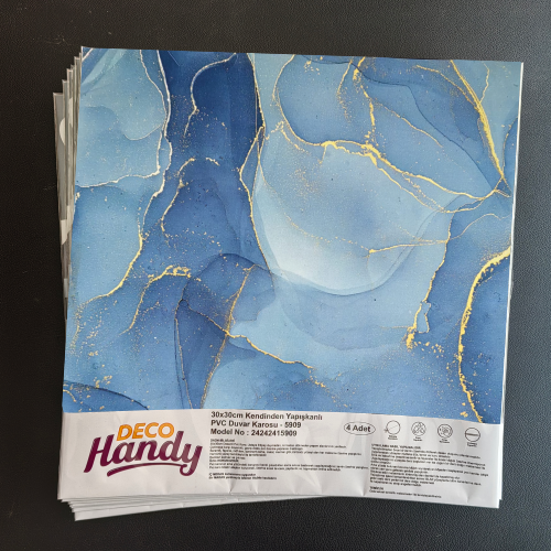 Decohandy 30X30 Cm Pvc Duvar Karosu 4'Lü Paket - Okyanus Mermer