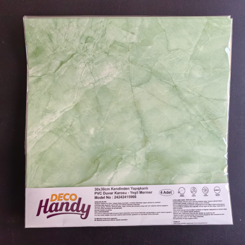 Decohandy 30X30 Cm Pvc Duvar Karosu 4'Lü Paket - Yeşil Mermer