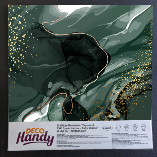 Decohandy Pvc Duvar Karosu 30X30Cm 4'Lü Paket -  Zümrüt 0,36M2